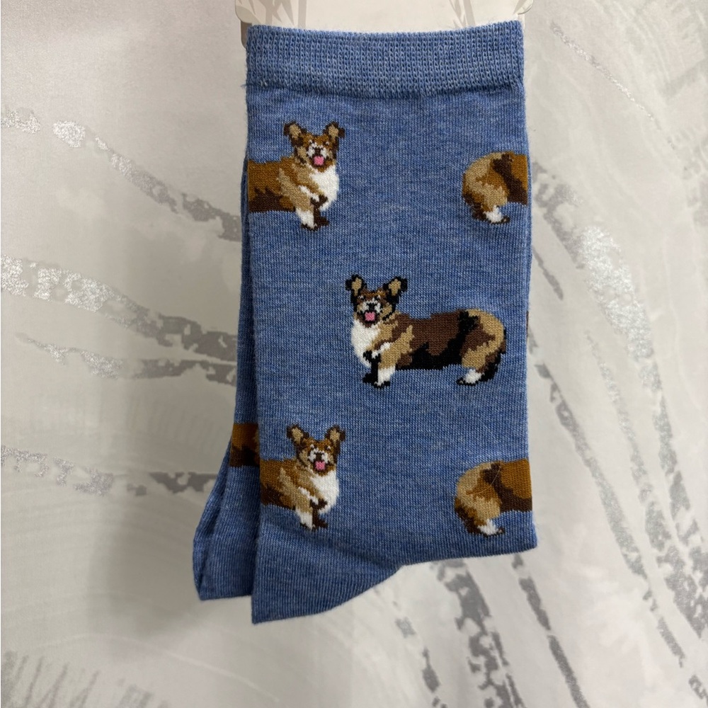 NWT- Blue Corgi Patterned Socks